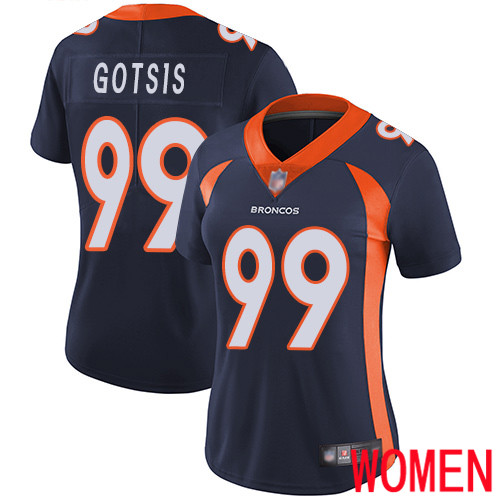 Women Denver Broncos #99 Adam Gotsis Navy Blue Alternate Vapor Untouchable Limited Player Football NFL Jersey->women nfl jersey->Women Jersey